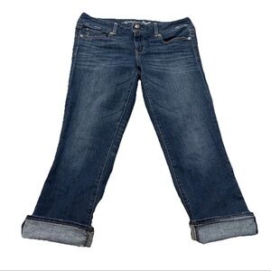 American Eagle Outfitters Artist Crop Blue Jeans Women SZ 10 Low Rise Stretch